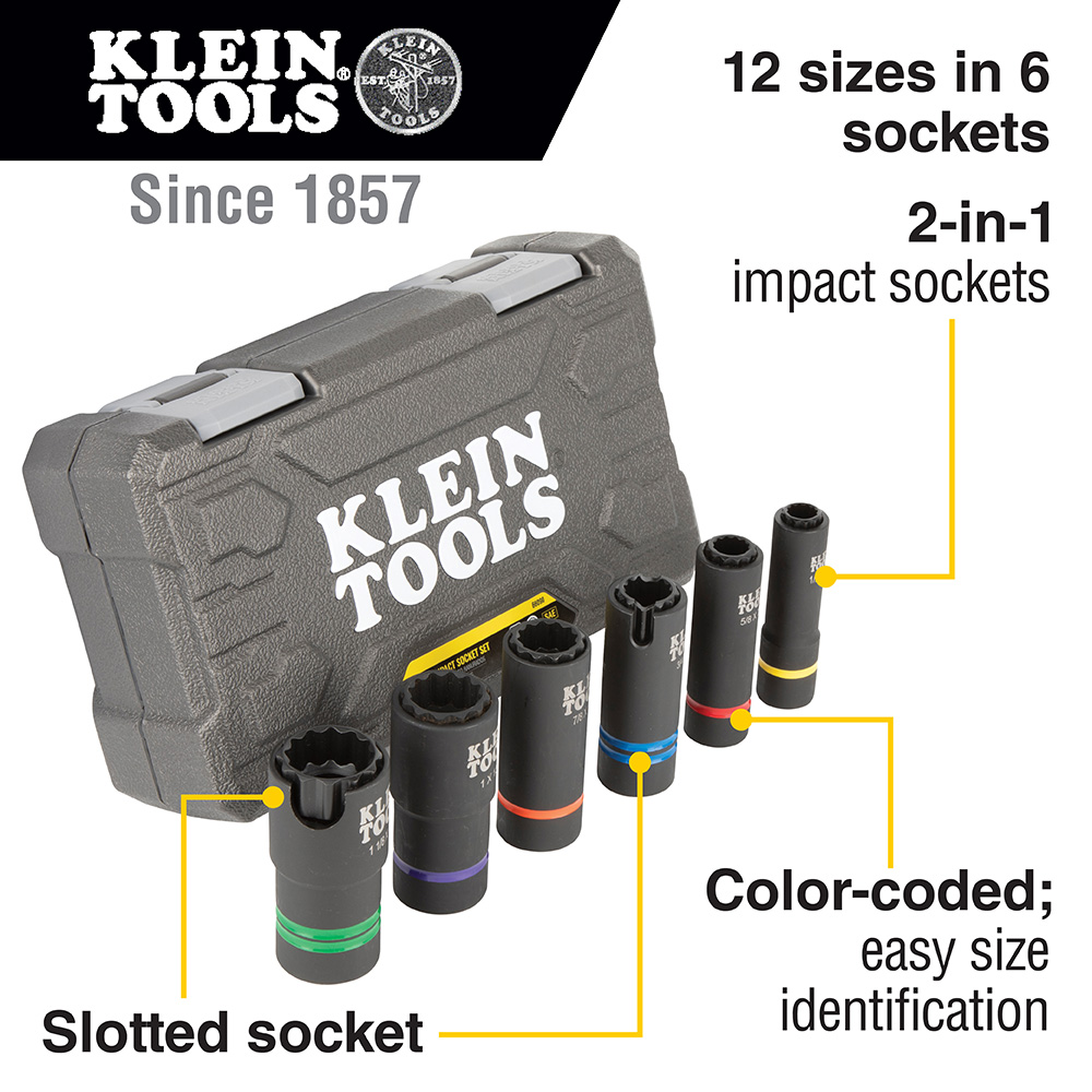 Klein Tools Slotted 5-in-1 Impact Socket Set 660KIT1 from GME Supply